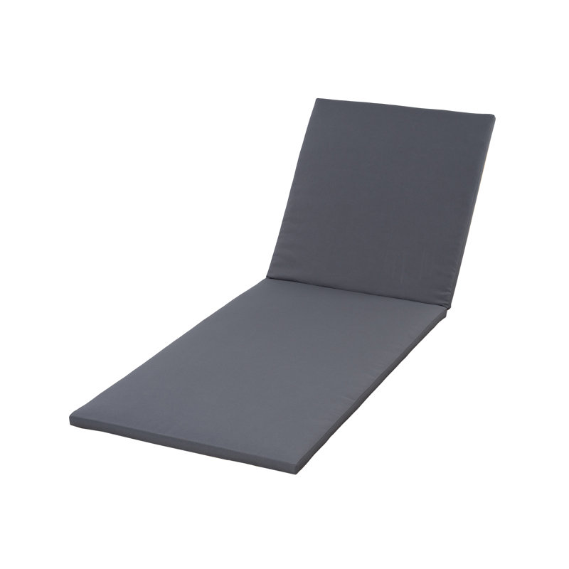 Outdoor Chaise Lounge Cushion with Tropical Leaf Print, Waterproof Recliner Pad for Patio or Poolside, Dark Gray