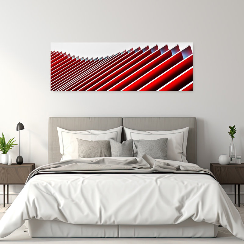 «Vibrant Diagonal Rythme», art moderne abstrait géométrique, H 20 po x l 60 po