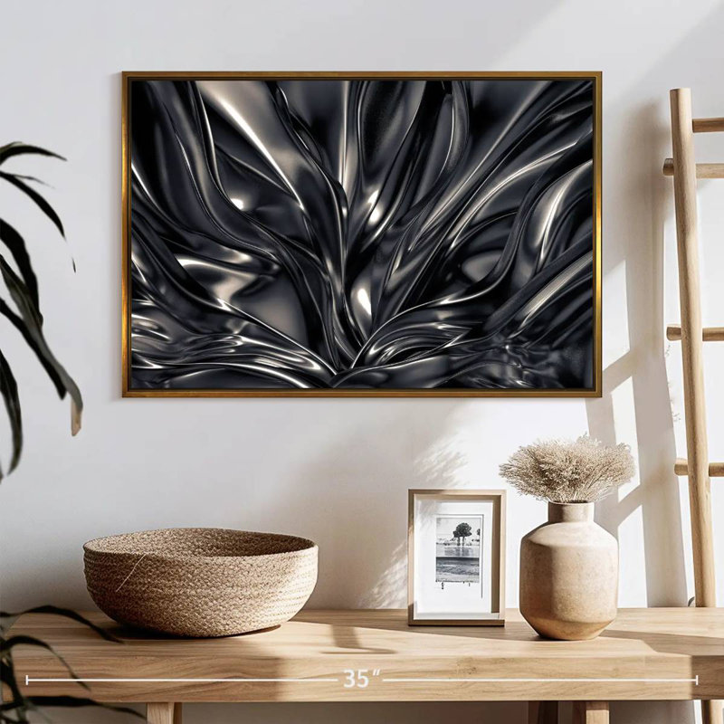 Lindel noir et argent, Cadre flottant doré, 25 po x 17 po
