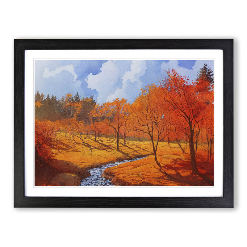 Graceful Autumn Forest - Single Picture Frame Print, Black Framed, 46cm H x 64cm W x 2cm D