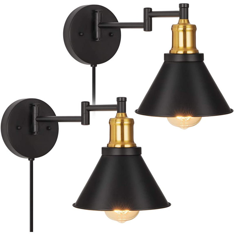 Bras pivotant noir à 1 lumière Lemaire, Noir et or