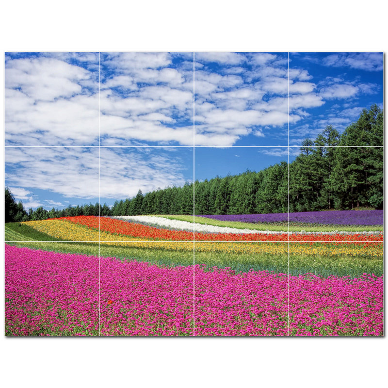 Décoration murale fleurs en céramique satinée 4,25 po x 4,25 po