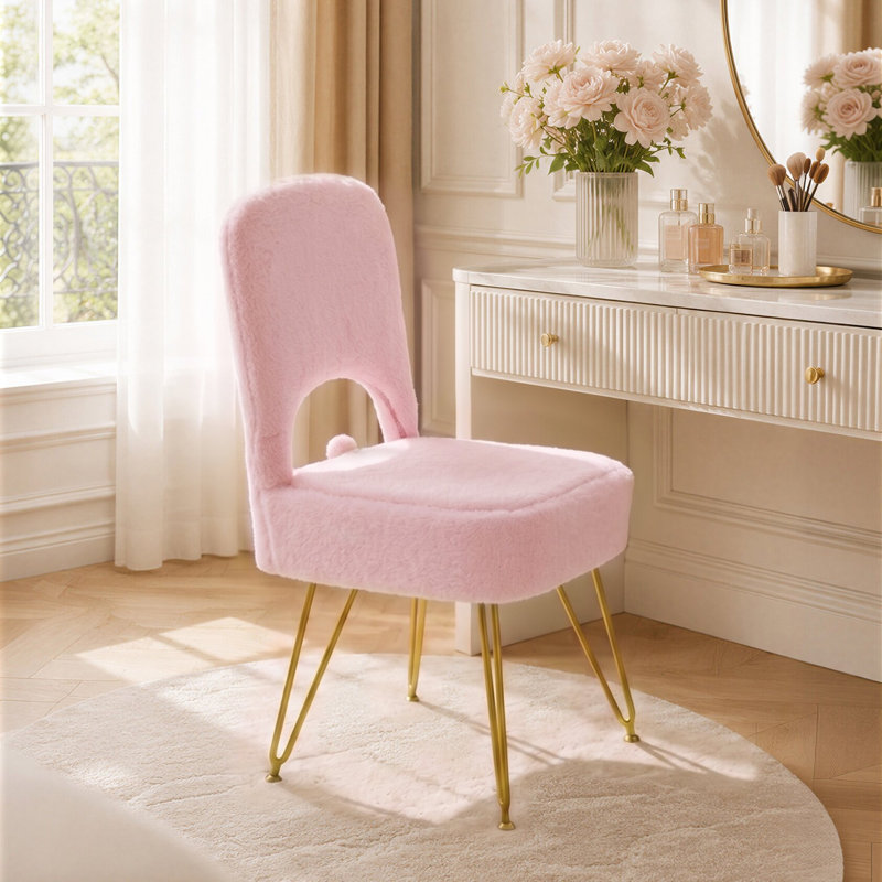 Solid Wood Accent Stool, Pink