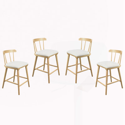 Tabouret de comptoir en bois rembourré, ensemble de 4