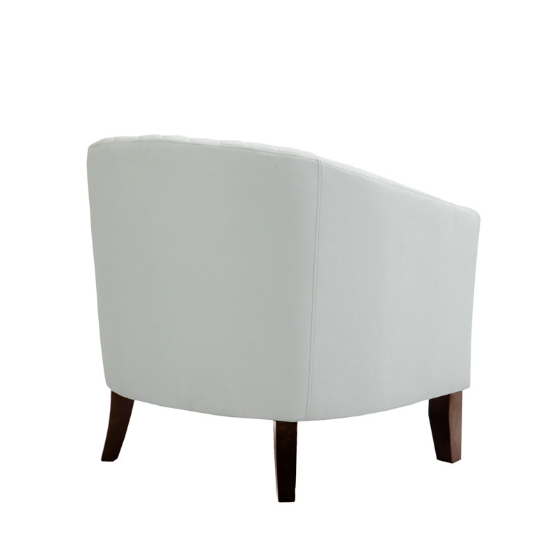 Edvardas Ticon 73.9 Cm Wide Tufted Barrel Chair, White Faux Leather