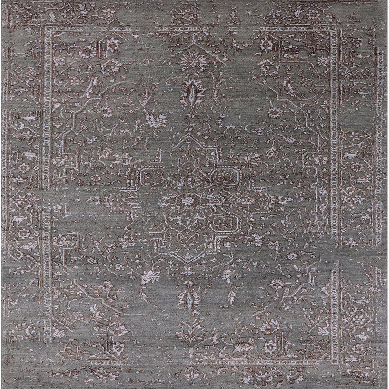 Tapis brun / gris Sheba, Carré 8 pi