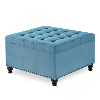 Large Square Storage Ottoman With Wooden Legs
