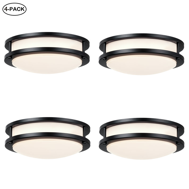 Ensemble de 4 luminaires encastrés à DEL sélectionnables de 13 po 2700K, 3000K, 3500K, 4000K, 5000K, Noir mat