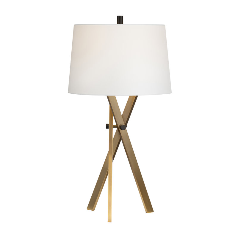 30.75" Metal Table Lamp With White Shade