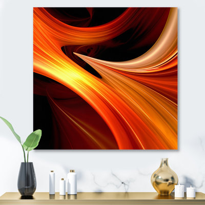 Orange Abstract Warm Fractal Design V - Fractals Metal Wall Art