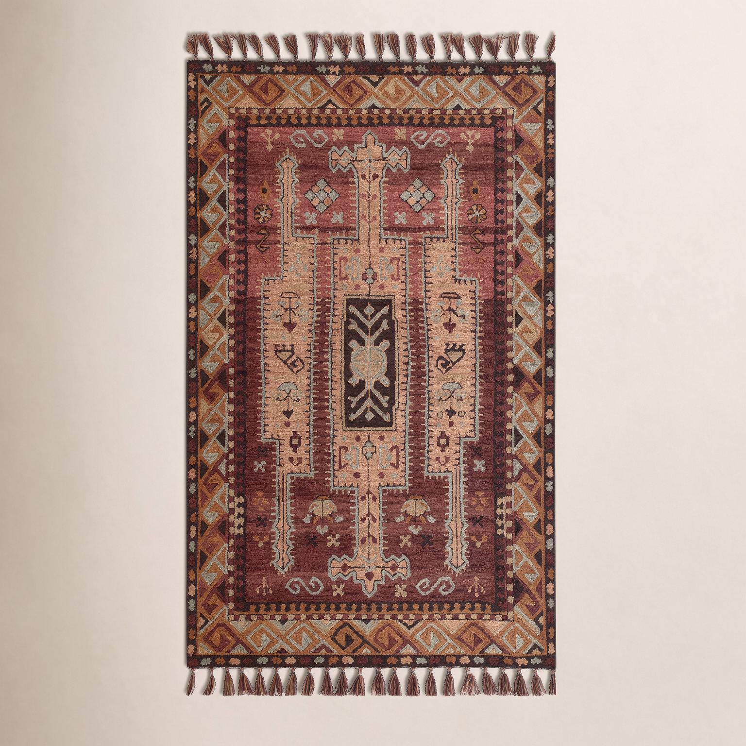 Valeta Terracotta Brown Hand-Hooked Wool Rug, Rectangle 9' x 12'