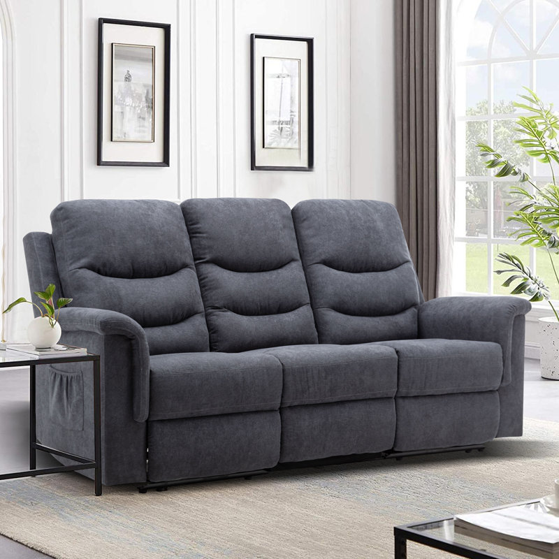 Geni Upholstered 78'' Reclining Sofa, Polyester