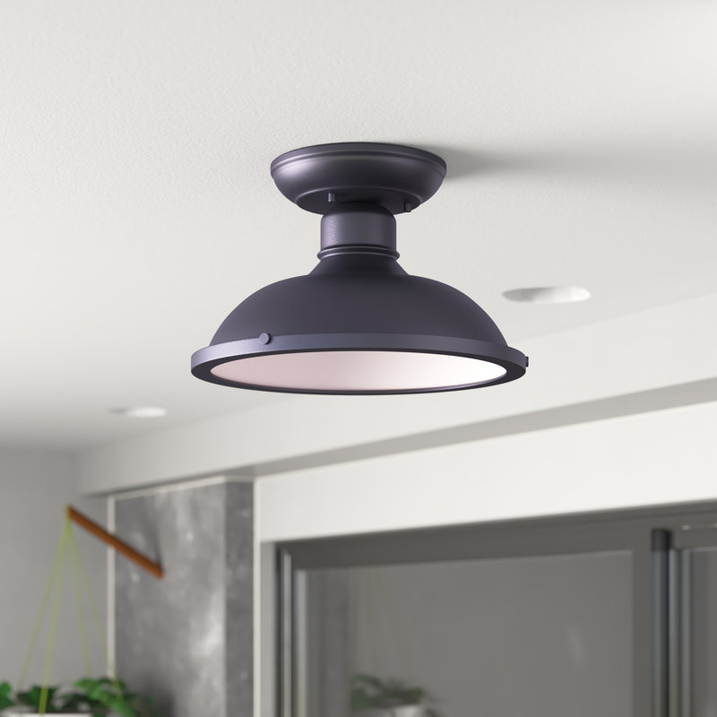 Harriet Matte Black 1 - Bulb Outdoor Semi Flush Mount