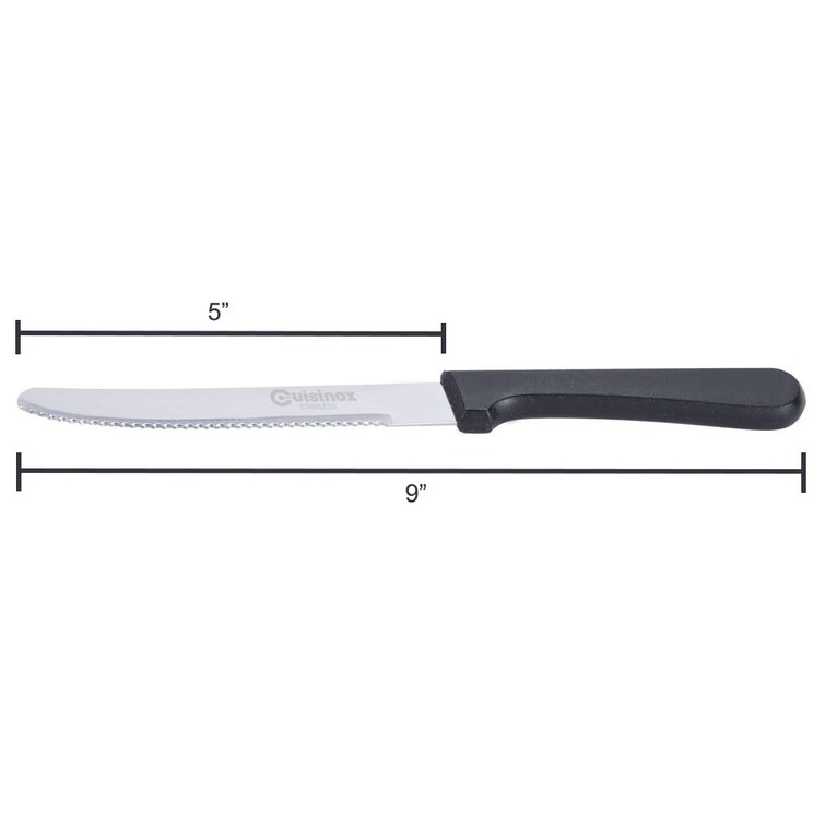 4 Oneida Edge Plus steak knives High Carbon Stainless Steel Blade Black  Handle