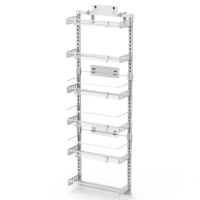 Wall-mounted Storage Rack  Adjustable Shelves, Sturdy Metal Build, Space-saving Design, Multi-purpose Storage, Easy Installation  6-tier Over The Door Pantry Organizer