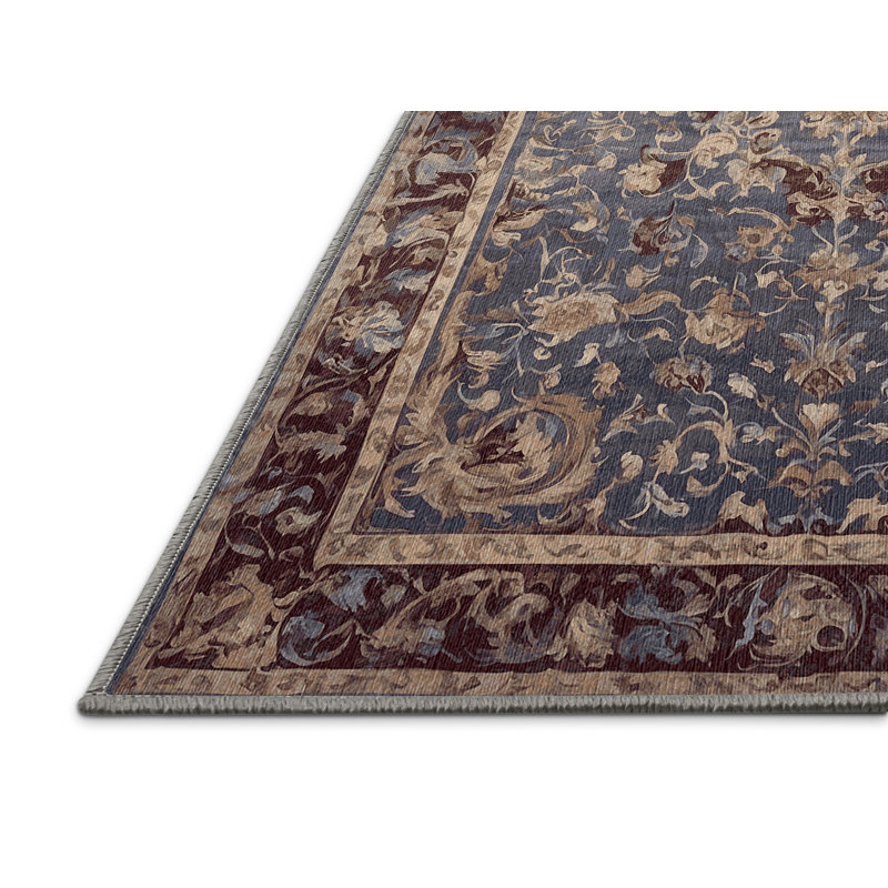 Machine Washable Gray Area Rug, Square 4'