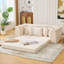Canapé-lit convertible de 82,25 po, canapé-lit, canapé 2 en 1, canapé-lit en velours côtelé, 5 coussins, poche latérale, sans assemblage, deux porte-gobelets, accoudoir large, beige-2083938132