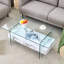 Table basse moderne à deux niveaux de 43,3 pouces - verre trempé transparent et texture de marbre, design de rangement multifonctionnel. L'étage inférieur comprend un tiroir. Peut être utilisé comme table basse, table d'appoint, etc.-800775048