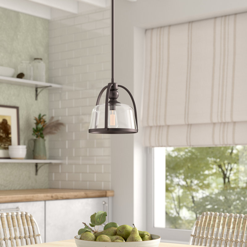 1 - Light Single Pendant, Western Bronze