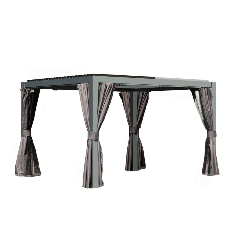 Pergola d'extérieur 10 x 12 pi avec persiennes réglables, Gris