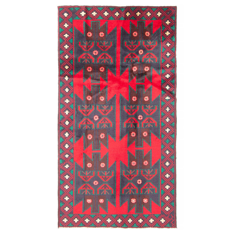 Tapis rouge Teimani 3 pi 3 po x 6 pi 1 po