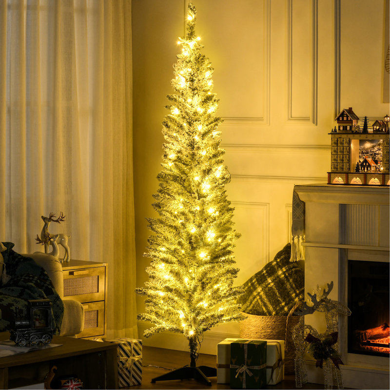 Arbre de Noël artificiel 70,75 "avec 170, 390 pointes, blanc simple, 6 pi, peu d'entretien, décoration, H 6 pi