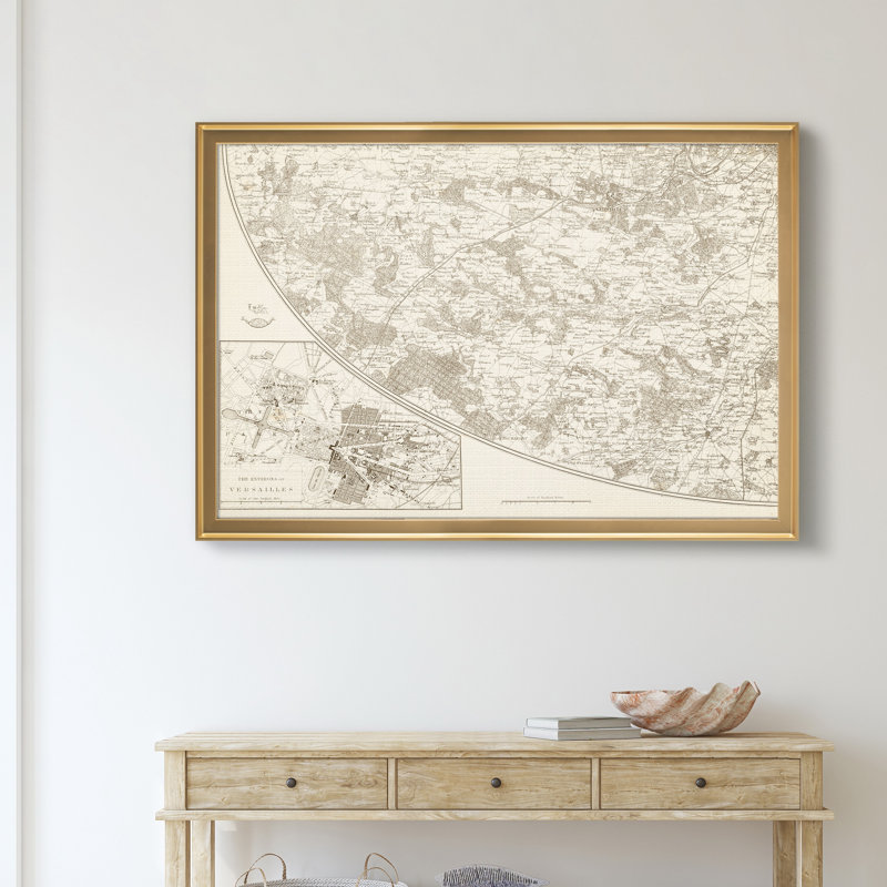 Sépia Environs de Paris III - reproduction d'art sur toile, H 22,5 po x l 30,5 po x P 1,5 po, Doré