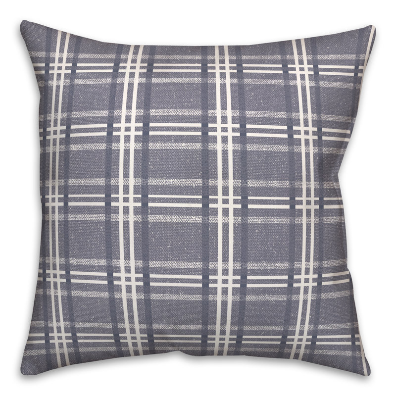 Housse et insert de coussin carré extérieur Busy Plaid 12, Bleu, 20 po x 20 po