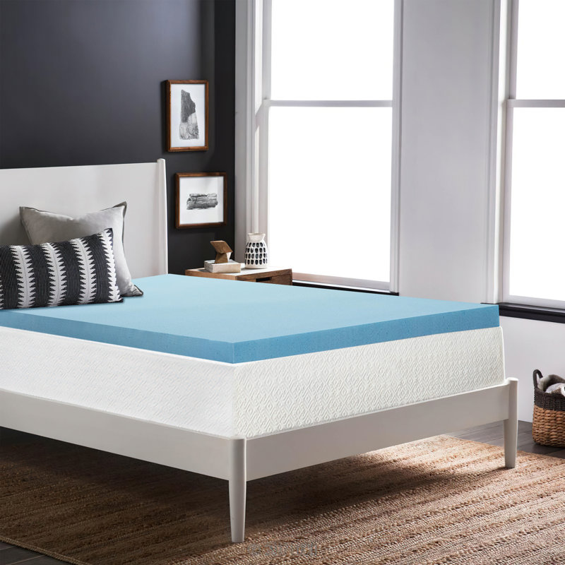 3" Gel Memory Foam Mattress Topper, CertiPUR-US Certified for Superior Comfort and Support, Blue, Full