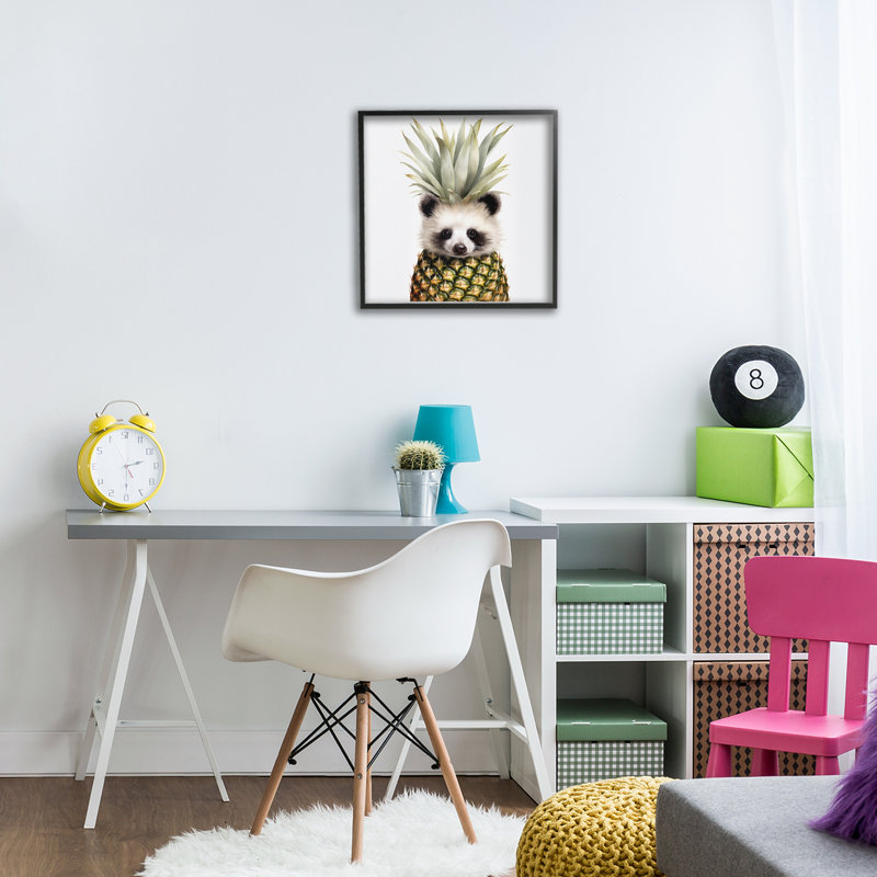 Giclée d'ananas encadrée, design par Lazar Studio, 12 x 12, Giclée noire de minuit encadrée