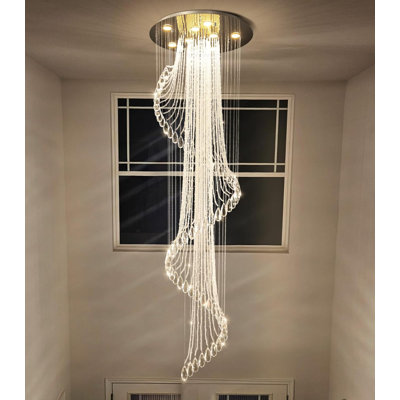 Modern High Ceiling Dimmable Crystal Chandelier