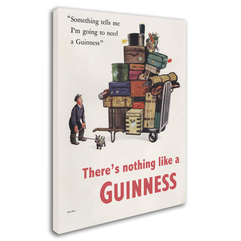 « il n’y a rien comme une guinness ii », affiche rétro sur toile tendue, H 47 po x l 35 po x P 2 po