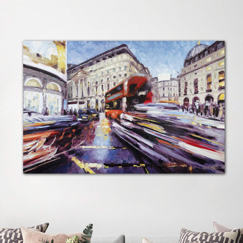 Regent Street At Piccadilly by Roger - Wrapped Canvas Painting, 152.5 cm H x 101.5 cm W