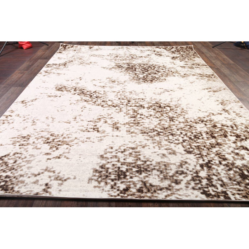 Tapis beige tissé à la machine Wooten, Rectangle 8 pi x 10 pi
