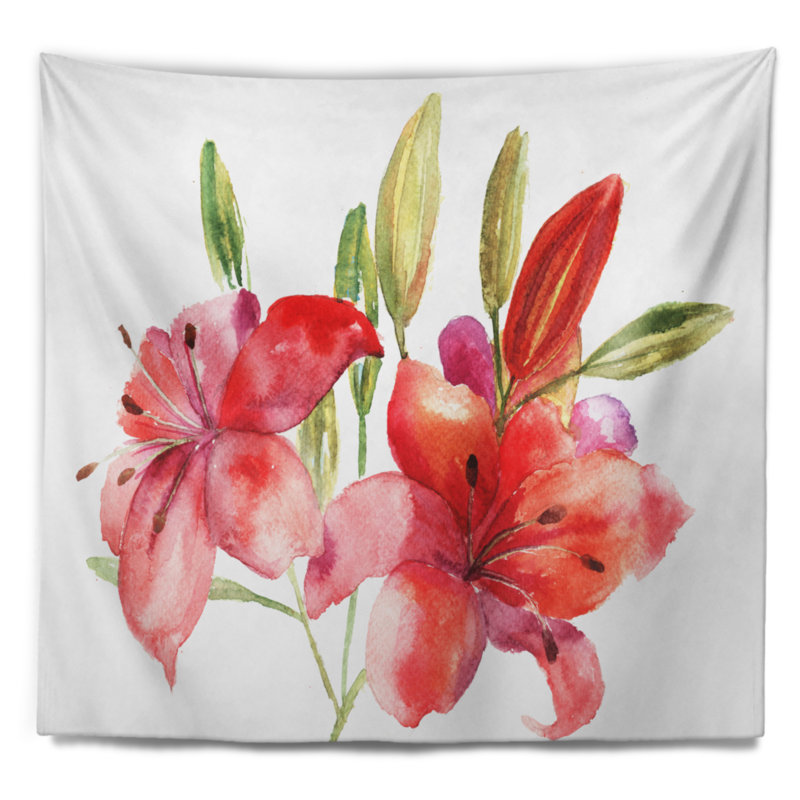 Tapisserie d'illustration de fleurs de lys Floral, H 50 po x l 60 po