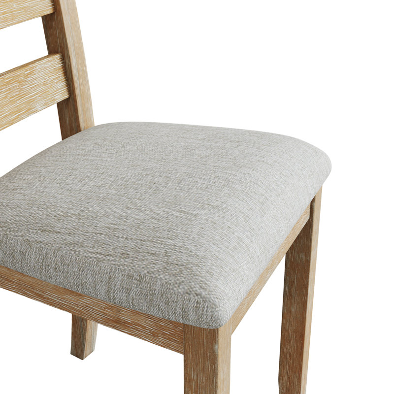 Ensemble de table de salle à manger 6 pièces en bois d'hévéa Cutwright avec placage en bois massif et coussin moelleux