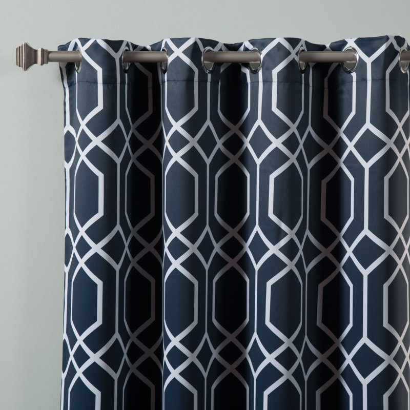 Paire de rideaux semi-transparents avec œillets, Bleu marine, l 52 po x L 96 po