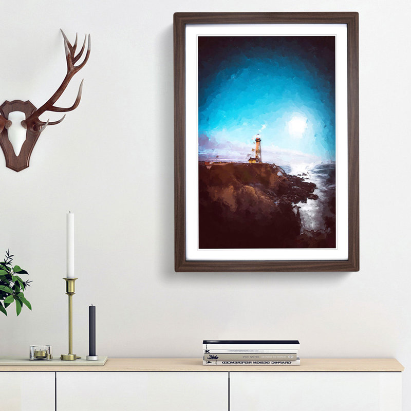 Pigeon Point Lighthouse - Picture Frame Graphic Art Print, 65cm H x 48cm W x 2cm D, Walnut Framed