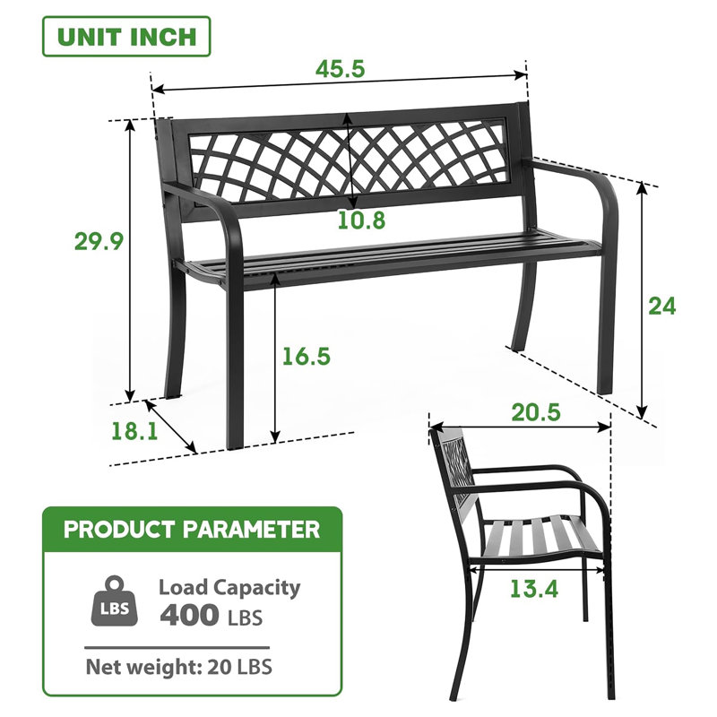 Banc de jardin en métal