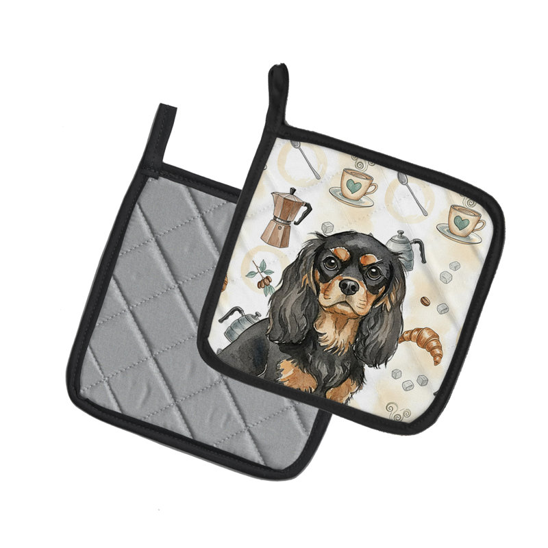 Paire de poignées noires et brun clair Cavalier Spaniel