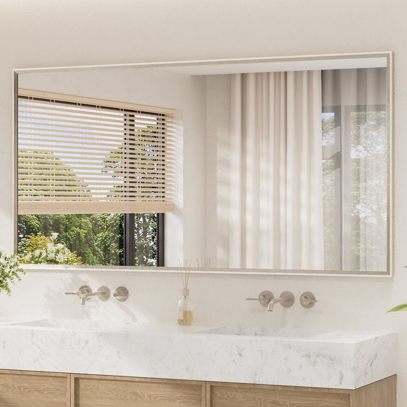 Miroir de salle de bain rectangulaire, 72 po x 36 po, Nickel brossé