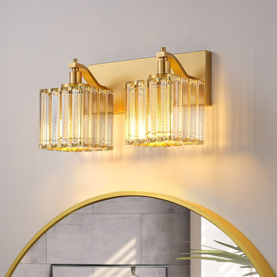 2/3 Light Dimmable Vanity Light With Crystal Shade