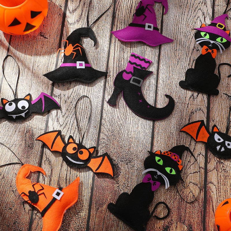 Ornements suspendus 12 pièces en feutre d'Halloween