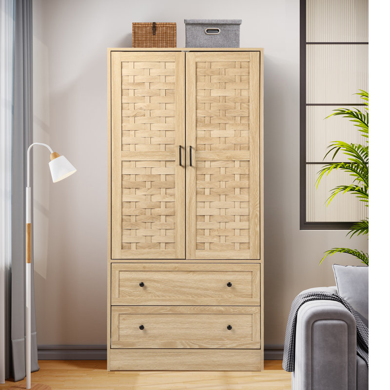 Armoire en bois manufacturé Romond, Naturel