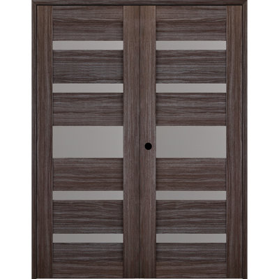Gina Solid Manufactured Wood and Glass Paneled Prefinished French Door