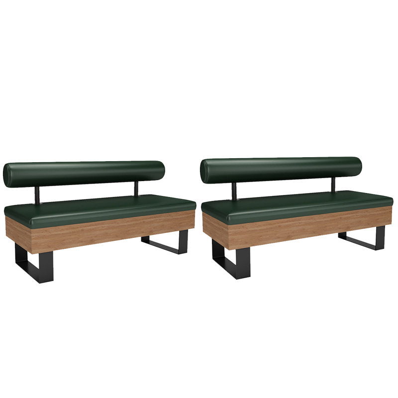 Ensemble de 2 bancs rembourrés en similicuir bleu, Vert