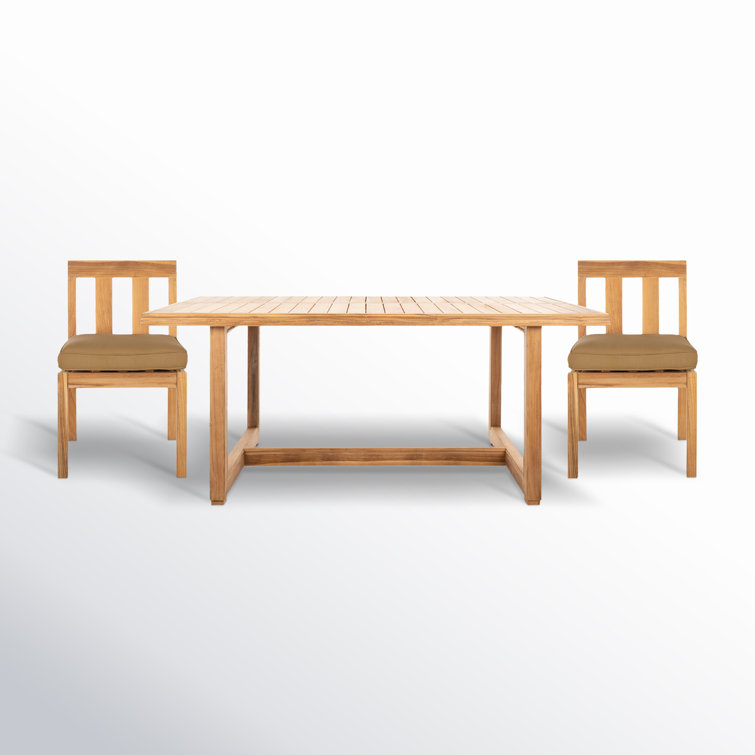 Melrose Rectangular 4 - Person 70.8" Long Teak Dining Set with Cushions