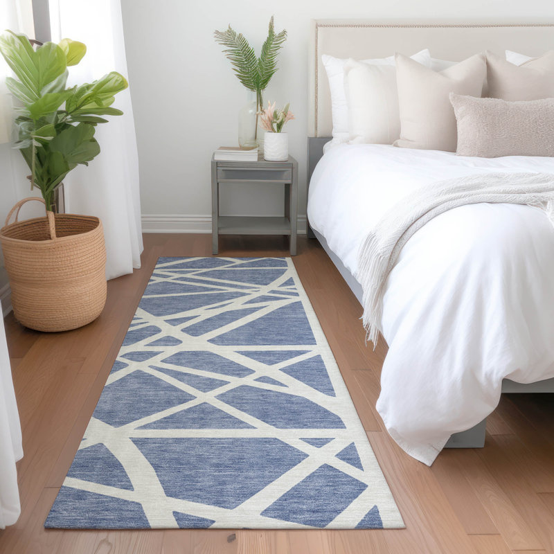 Zephina Denim Washable Indoor-Outdoor Rug - , 2'3" x 7'6"