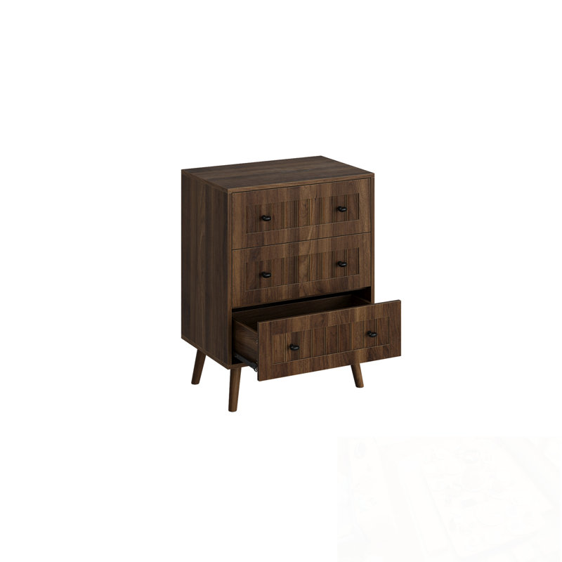 3-Drawer Wooden Chest with sturdy legs