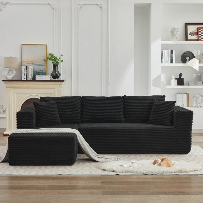 Canapé modulaire polyvalent en forme de L en velours côtelé parfait pour le confort et le style du salon